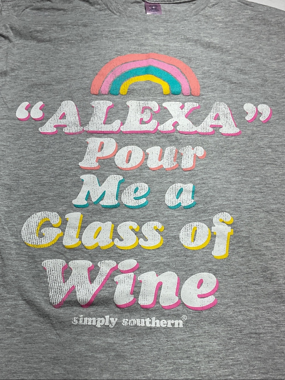 Simply Southern Gray Tee with Pastel Rainbow & Quote